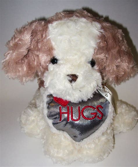 Dan Dee Puppy Dog Love Hugs Heart Plush Stuffed Animal Tan White Swirl