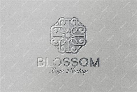 Premium Psd Silver Foil Logo Mockup On White Textured Paper