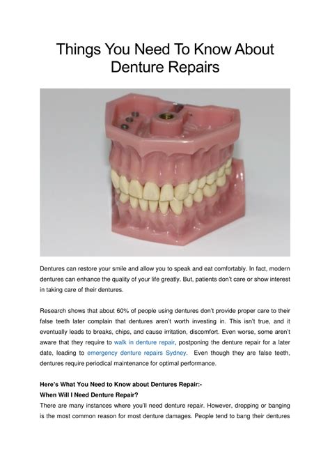 Ppt Things You Need To Know About Denture Repairs Powerpoint