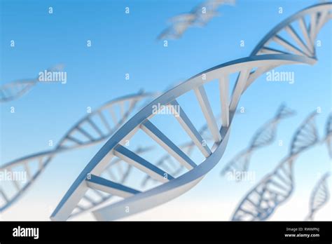 D Rendering Dna With Blue Background Stock Photo Alamy