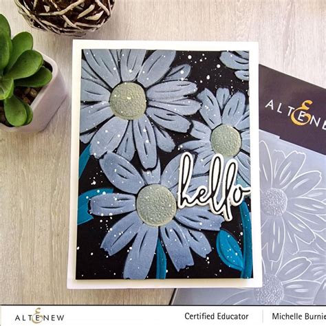 Altenew Daisies Stencil And Embossing Folder Bundle Daisies Simple