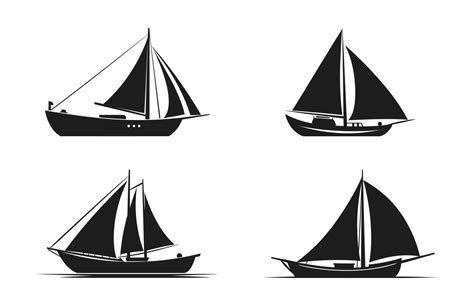 Set Of Sailboat Silhouettes Sailing Boat Vector Silhouette Set