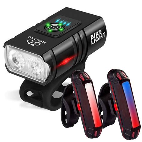 Lanterna Led Farol Bike Usb Recarreg Vel Led Luzes Visor