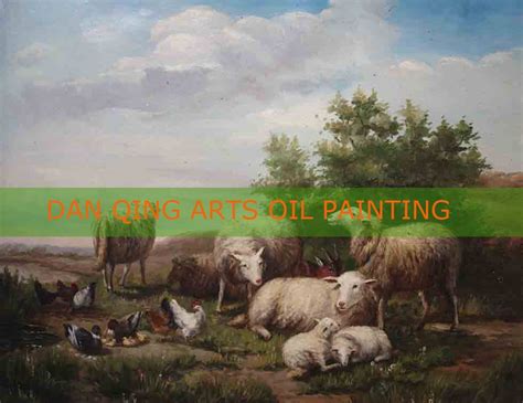 Handmade Oil Painting Farm Animal Sheep Danqing Arts Studio