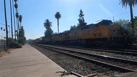 Union Pacific Repainted Southern Pacific Leads Intermodal Train