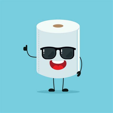 Cute Happy Toilet Paper Character Wear Sunglasses Funny Tissue Greet