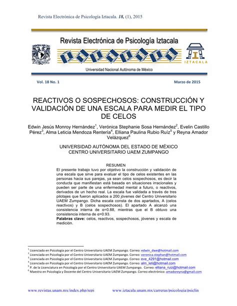 Pdf Revista Electr Nica De Psicolog A Iztacala Medigraphic