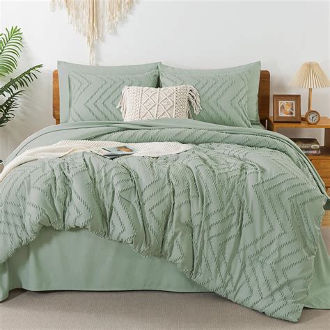 Litanika California King Comforter Set With Sheets Sage Green 7