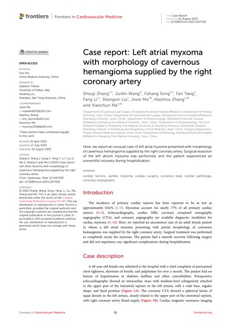 Pdf Case Report Left Atrial Myxoma With Morphology Of Cavernous