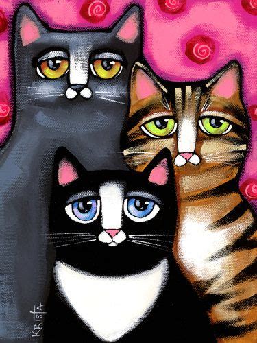 Cat Portrait Folk Art Cat Print Colorful Cat Print Whimsical Cat Print By Folk Art Cat Cat