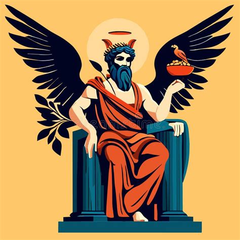 Vector Illustration of an Ancient Greek God with a Bowl of Food. AI ...