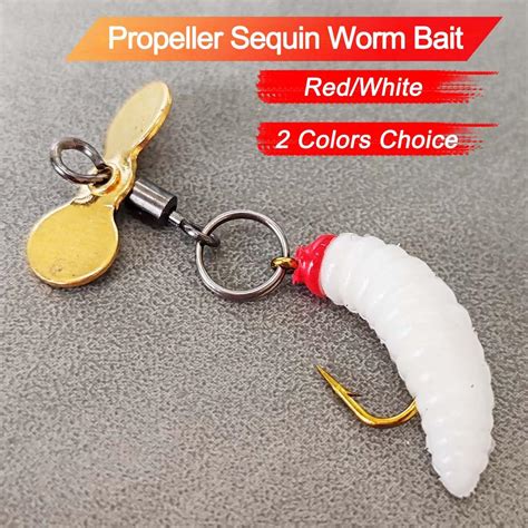 Cheap 10Pcs Box Fishing Propeller Sequins Bait Fishing Worm Fly Fishing