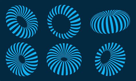 3d striped shape logo set. tech digital circle logo 28055027 Vector Art at Vecteezy