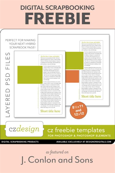 Hybrid Or Digital Scrapbooking Template Freebie From Cathy Zielske