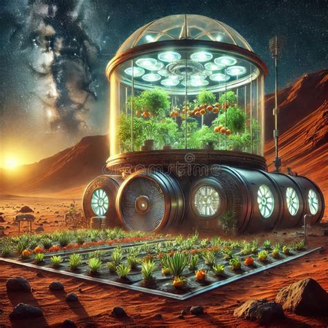 martian greenhouse  pressurized greenhouse  mars growing plan stock