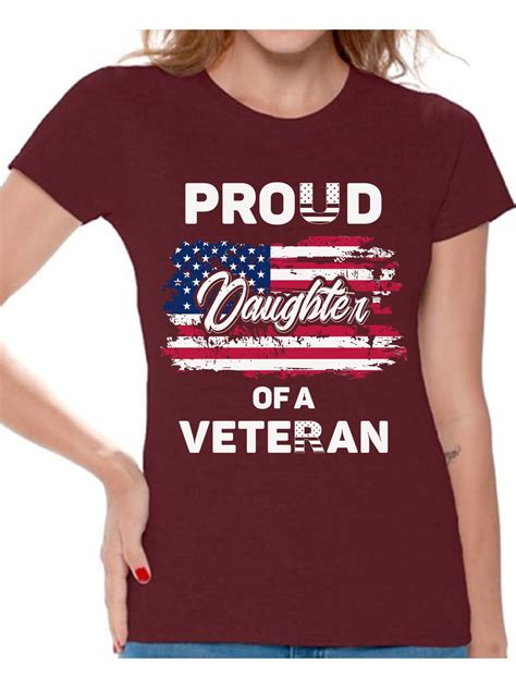 Awkward Styles Proud Daughter Of A Veteran Women Shirt Daughter Ts Vintage Usa Tshirt For