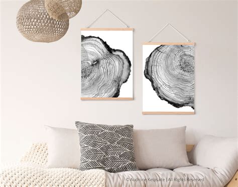 Tree Ring Printable Wall Art Set Of 2 Tree Stump Instant Etsy