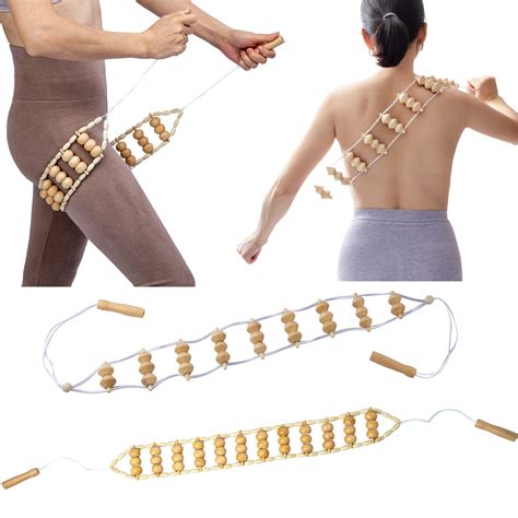 Wooden Back Massage Roller Rope Tool For Lymphatic Drainage And Muscle