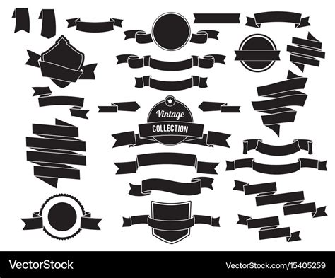 Vintage monochrome banners and ribbons decorative Vector Image