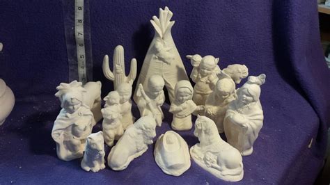 Native American Nativity Set 3 To 7 Tall Ready To Paint Ceramic Bisque Not Painted Shipping