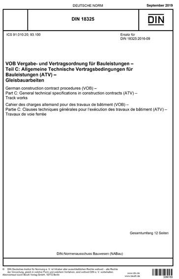 DIN 18325 2019 DE VOB Vergabe und Vertragsordnung für Bauleistungen