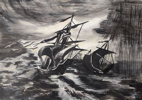 Иллюстрация Шторм в стиле графика | Illustrators.ru