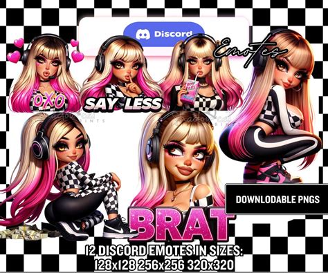Discord Emotes 12 Blonde Girl Emotes Pink Haired Streamer Girl Emojis Cute Kawaii Goth