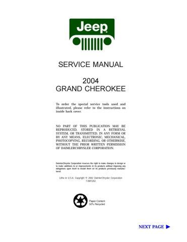 Jeep Grand Cherokee Xe Owners Manual