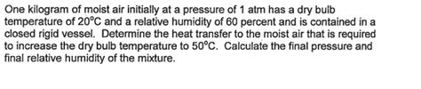 Solved One Kilogram Of Moist Air Initially At A Pressure Of Chegg