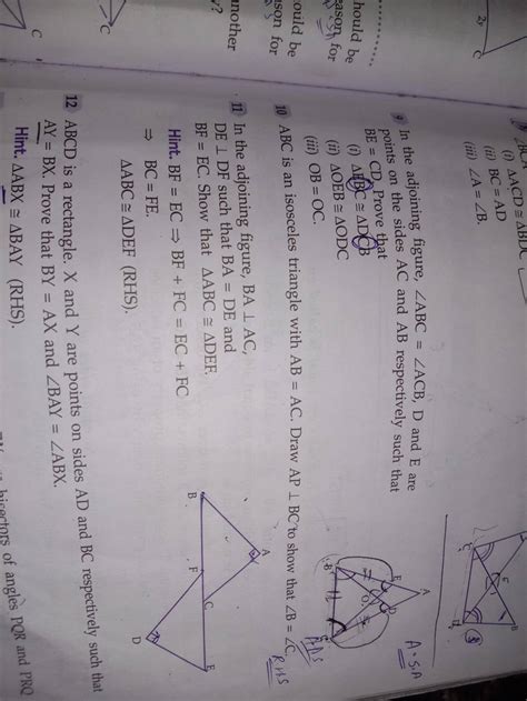 Y In The Adjoining Figure Abc Acb D And E Are Points On The Sides