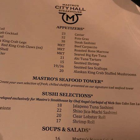 Mastro's City Hall Steakhouse, Scottsdale - Downtown Scottsdale - Menu ...