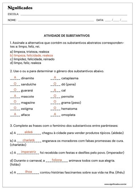 Prova De Portugues 6 Ano Com Resposta - Atividades de Português para o 6º ano (com folhas para imprimir ...