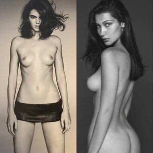 Kendall Jenner And Bella Hadid Nude Black White Outtakes