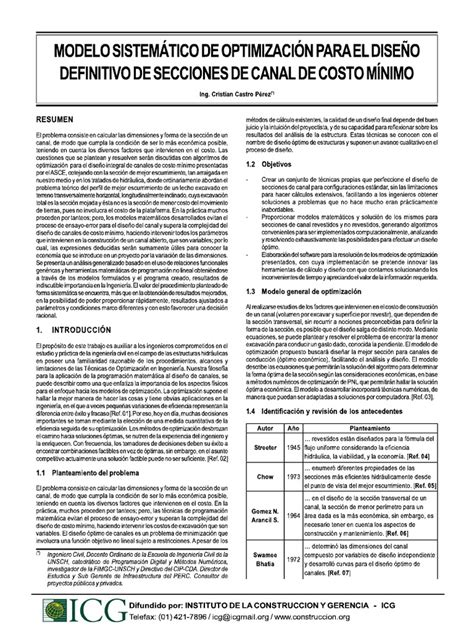 PDF Modelo Sistematico de Optimizacion Para El Diseño Definitivo de