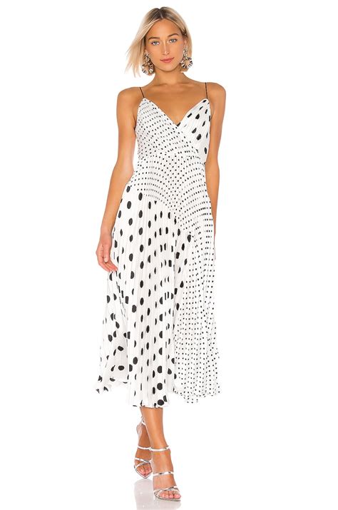 Jill Jill Stuart Pleated Polka Dot Dress In Black And White Revolve