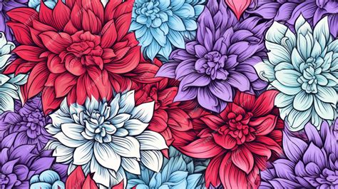 Premium AI Image | Seamless Color Pencil Style Line Art Flowers