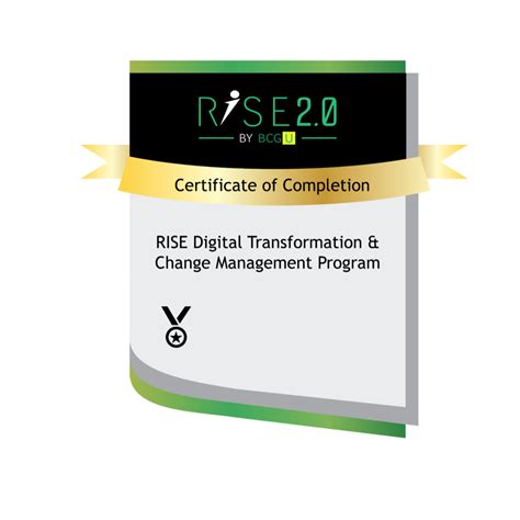 BCG RISE Certificate Of Completion Digital Transformation Change