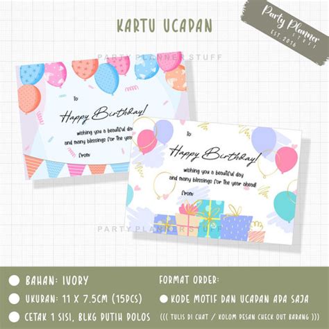 Jual Kartu ucapan ulang tahun birthday card kartu ucapan souvenir kartu ...