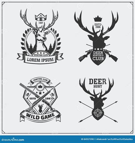 Deer Hunt Set Of Vintage Hunting Labels Badges And Design Elements