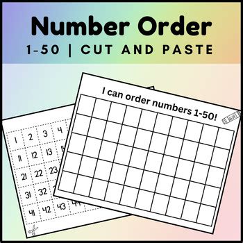 Number Order 1-50 | Cut and Paste | Math Worksheet by aacessibly made