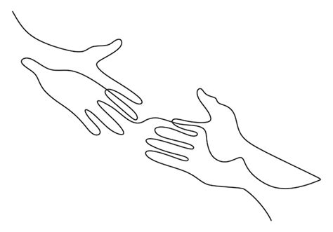 Premium Vector | Continuous line drawing of two hands barely touching one another Simple sketch ...