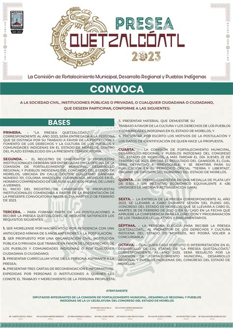 Convocan a la Presea Quetzalcóatl 2023 para quien se distinga por su