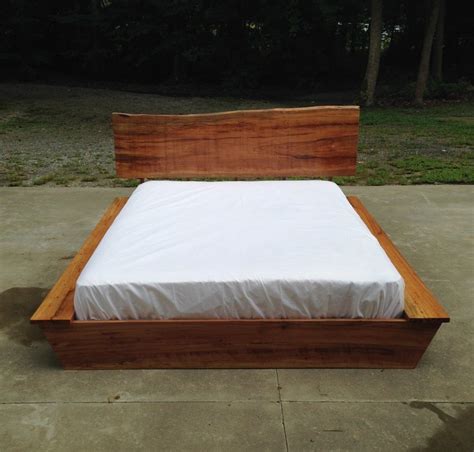 Spalted Beech Platform Bed With Live Edge Slab Headboard By Norm192