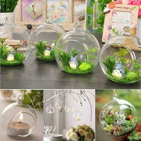 6 8 10cm Glass Bauble Set Hanging Ball Table Led Tea Light Holder Home Decorations Etsy Uk