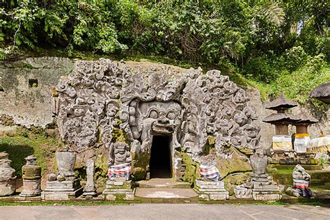 Elephant Cave Temple In Ubud Bali Indonesia Island Goa Gajah Ancient