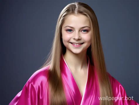 Yulia Lipnitskaya Poses In Fuchsia Pink Silk Robe With Angelic Smile