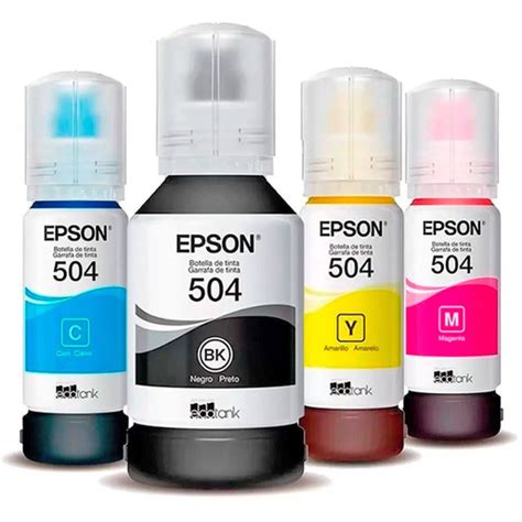 Kit 4 Cores Tinta Epson 504 T504 Original Para Ecotank L4150 L4160