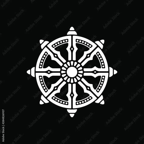 Dharmachakra Vector Symbol Wheel Of Dharma Stock Vector | Adobe Stock