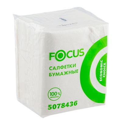 Салфетка бумажная 1-сл 24х20 см 100 шт/уп БЕЛАЯ ЦЕЛЛЮЛОЗА "FOCUS ...