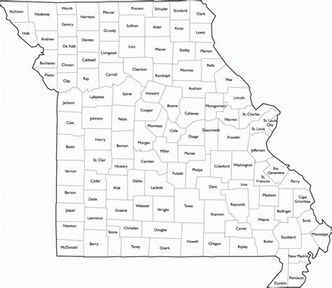 Missouri County Map With Names Throughout United States Map With County Names Printable Map